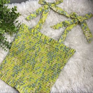 Gianni Bini Lime green floral smocked tank XS